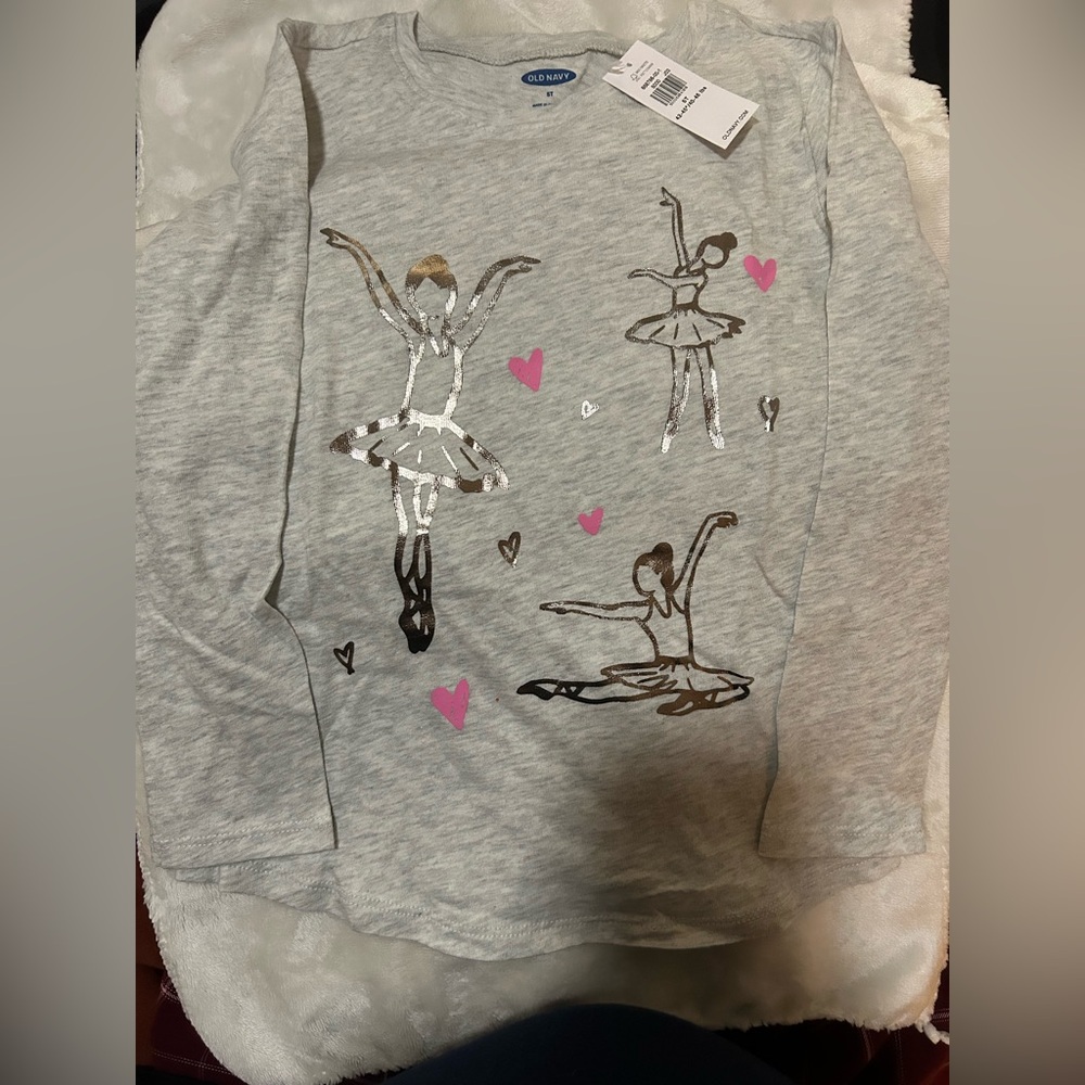 Old Navy Kids Ballerina Long Sleeve Tee - Gray and Pink